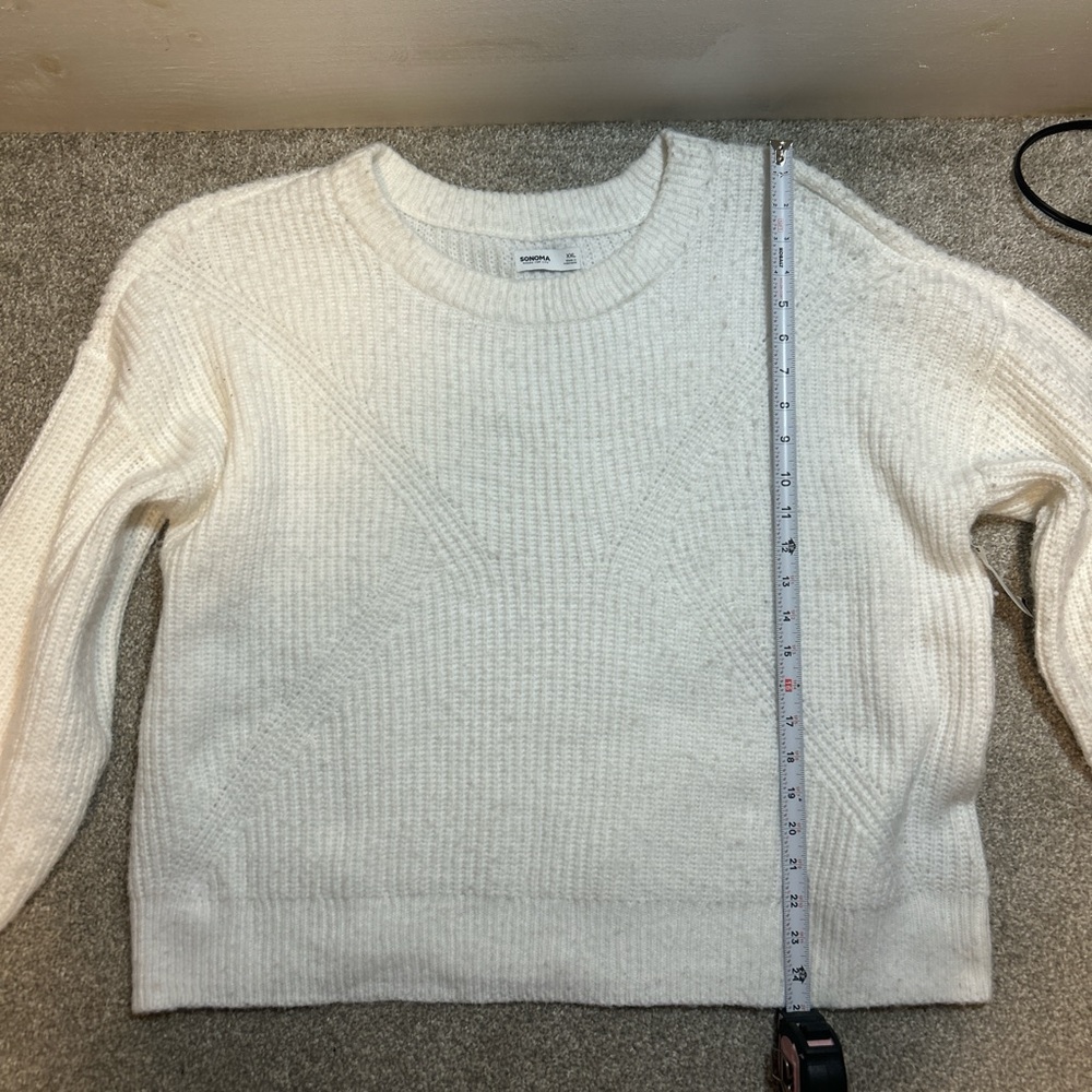 Sonoma Cream Crewneck Ribbed Sweater